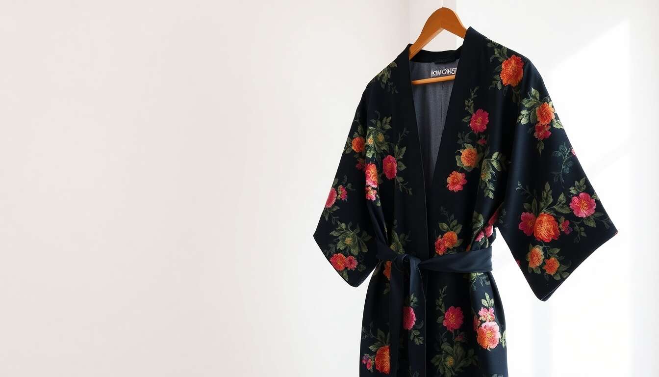 Avis sur le kimono KIM+ONO charmeuse : élégance florale en noir