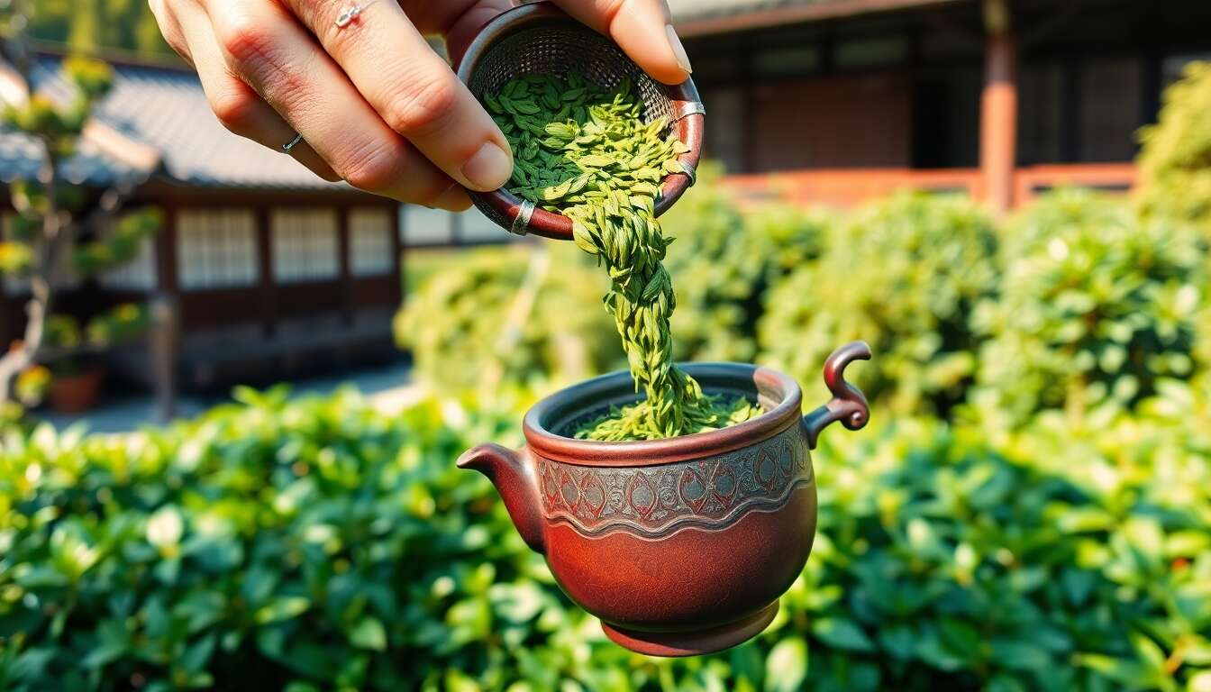 Utilisation des tamis japonais pour saisir toute l'essence du thé vert