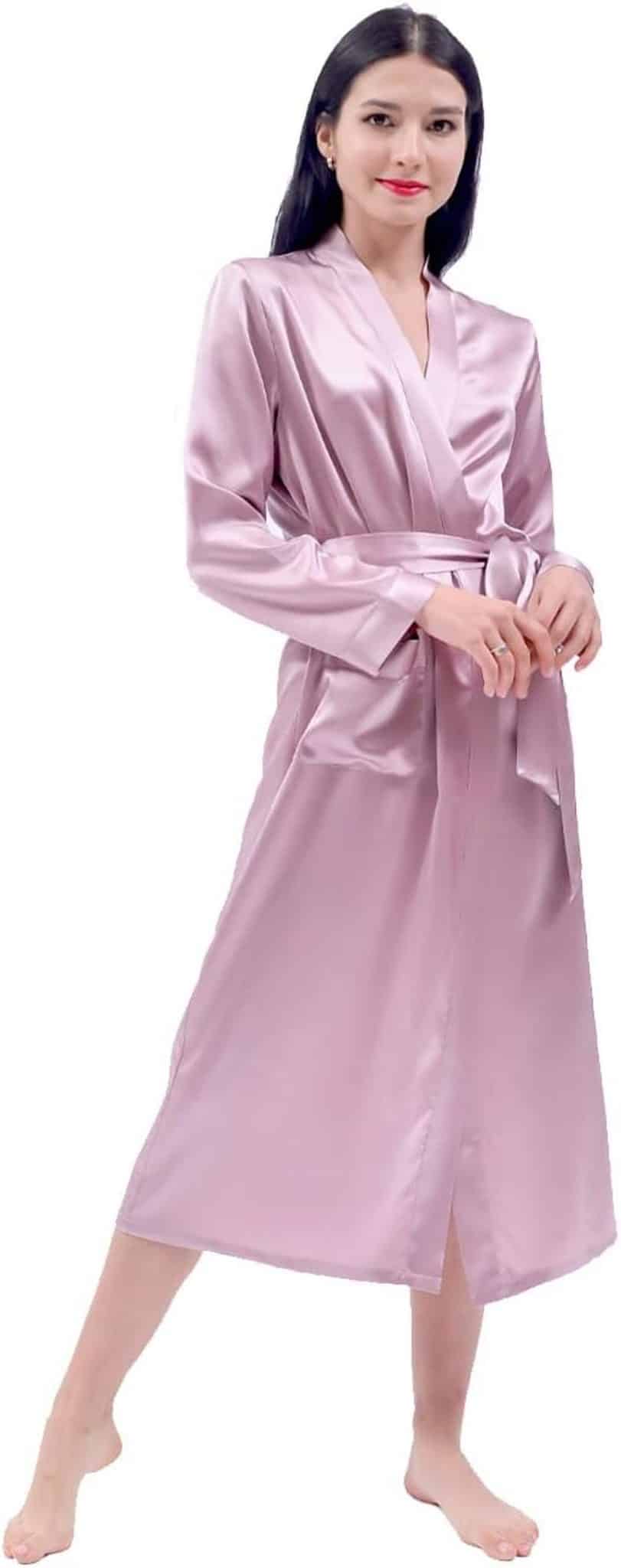 Avis peignoir en soie THXSILK lotus rose foncé XXL