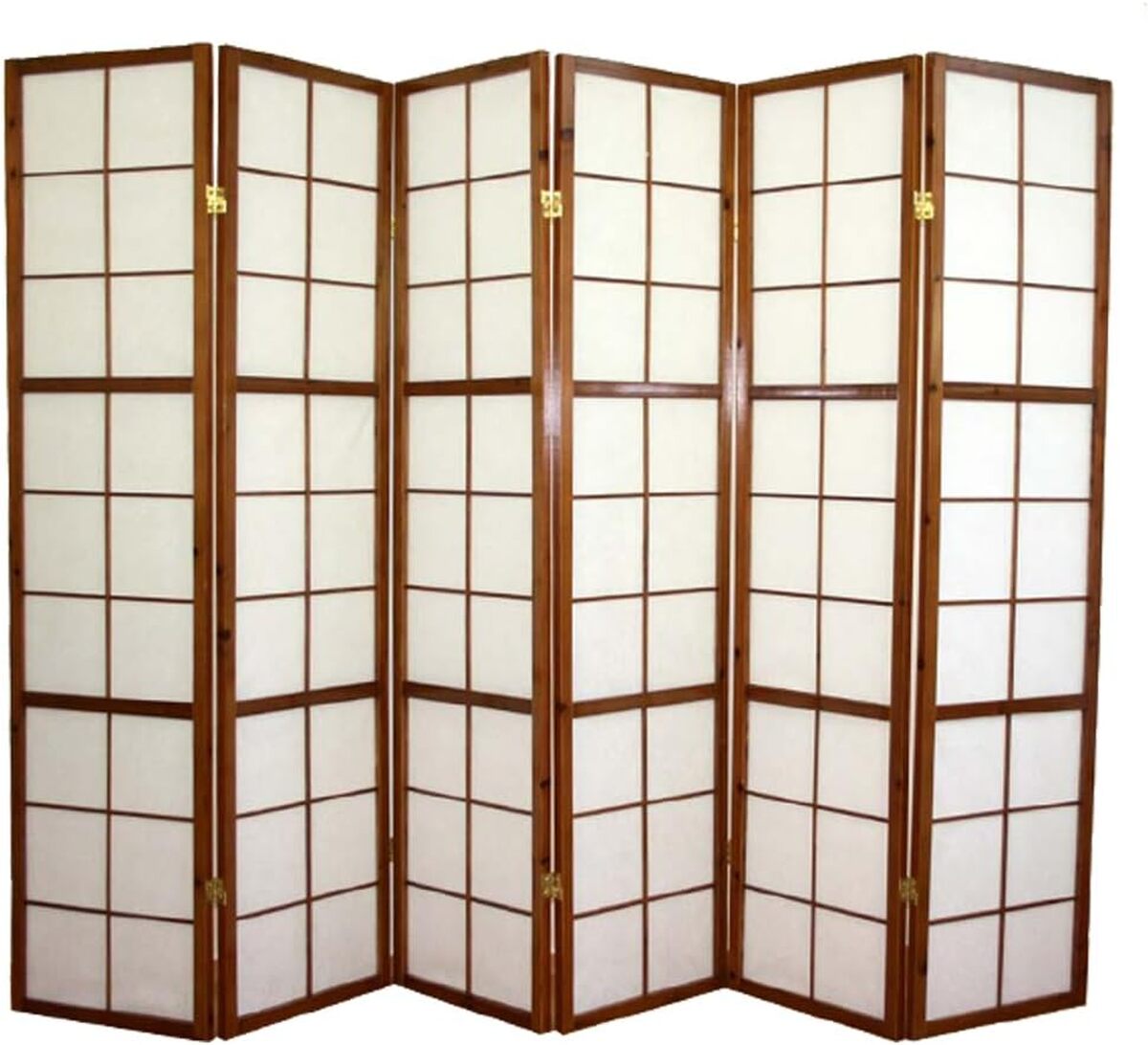 Test du paravent japonais Shoji en bois brun Pegane 6 pans