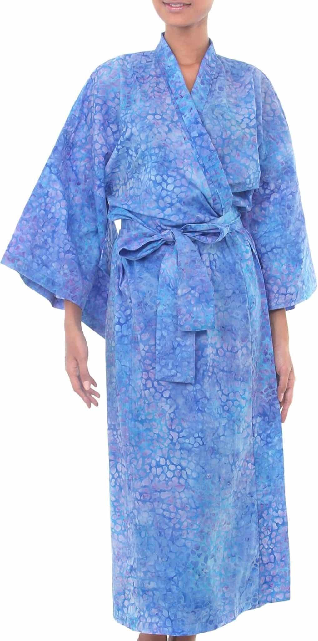 Avis : kimono femme NOVICA 'Rushing River' bleu