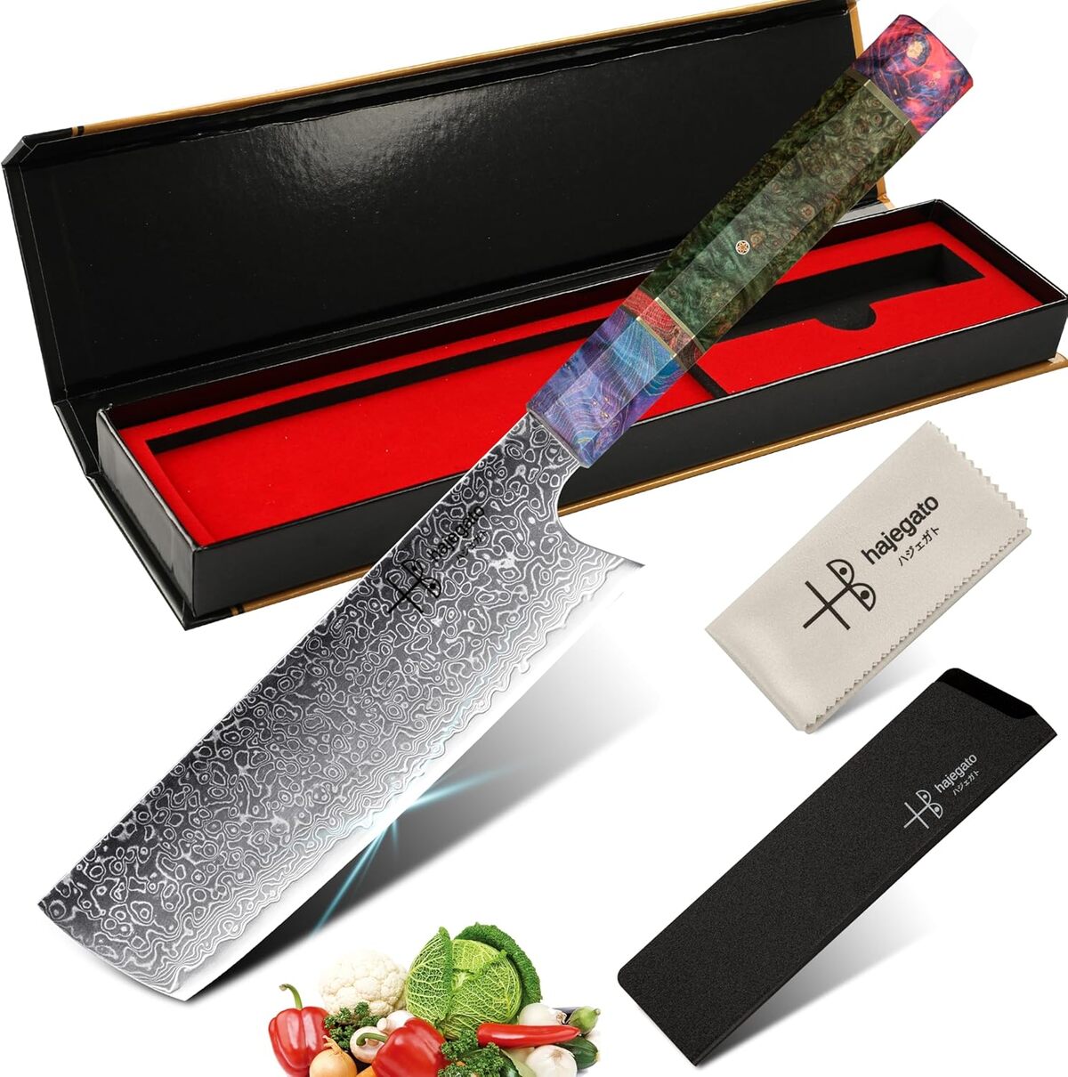 Test du couteau de chef Hajegato Damascus : efficace et élégant