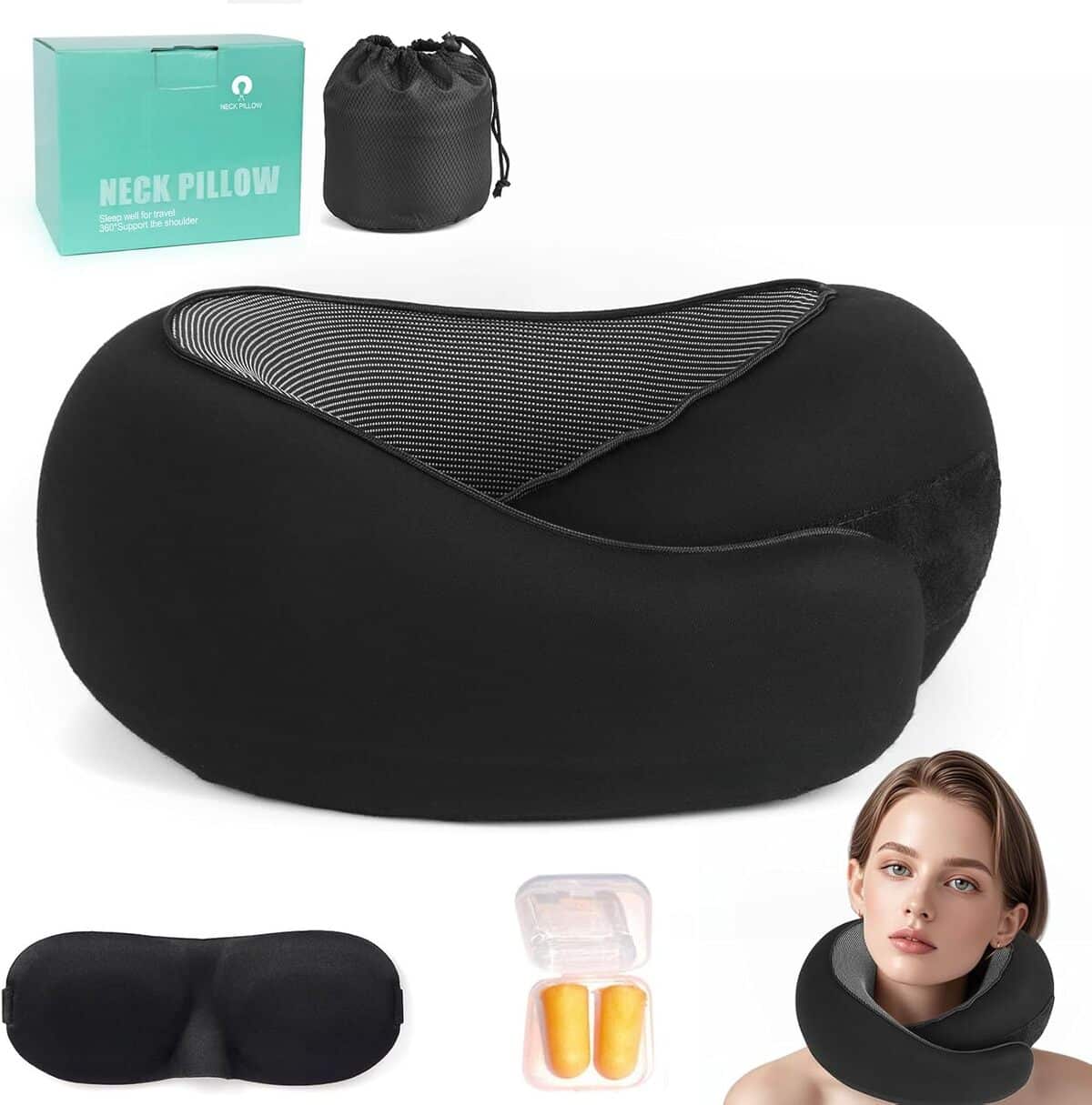Test : oreiller Mlchdykcp en mousse à mémoire pour voyage en avion