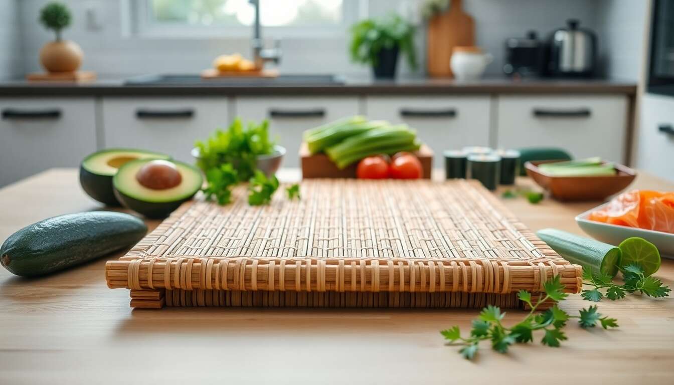 Alternatives et variations du tapis &agrave; sushi en bambou