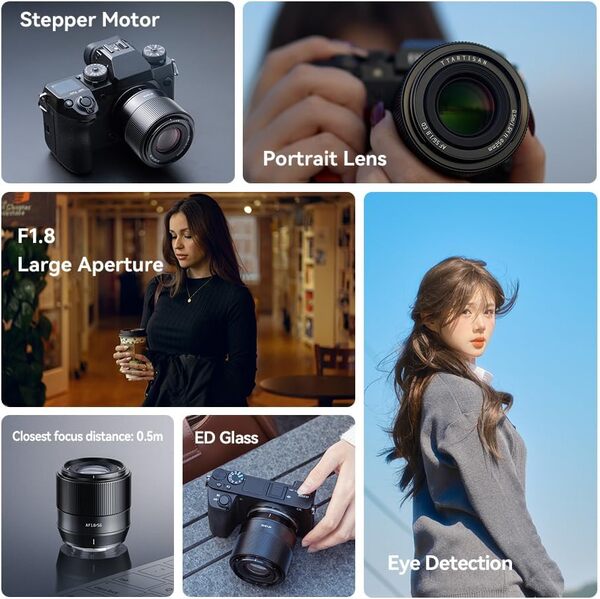 TTARTISAN 56mm F1.8 Objectif Auto Focus APS-C pour Monture Fuji X Objectif léger en métal pour Appareil Photo permettant Le Suivi des Yeux