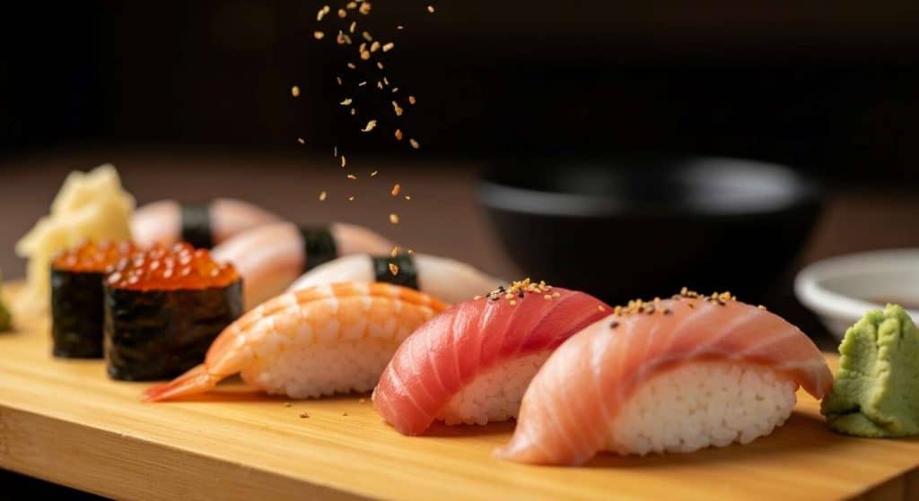La températion du poivre sansho révèle le goût véritable des sushis