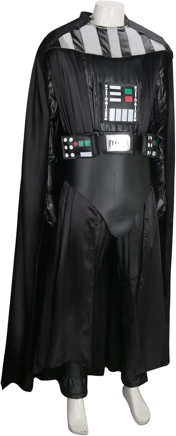 LIKUNGOU Hommes Vader Costume Guerrier Noir Ensemble Complet Cape Deluxe Halloween Cosplay Tenue Déguisement Accessoires
