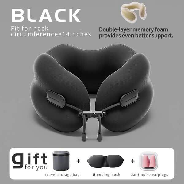 Oreiller de voyage en mousse à mémoire de forme de qualité supérieure, confortable et offrant un bon maintien, oreiller pour dormir en avion, coussin cervical pour voyage, voiture, maison et