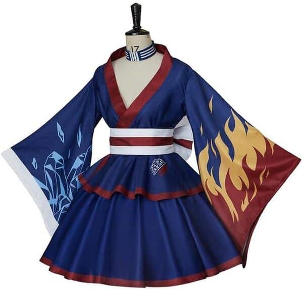 MelangCos Women's Asui Tsuyu Kimono Dress Todoroki Cosplay Costume Japanese Lolita Robe