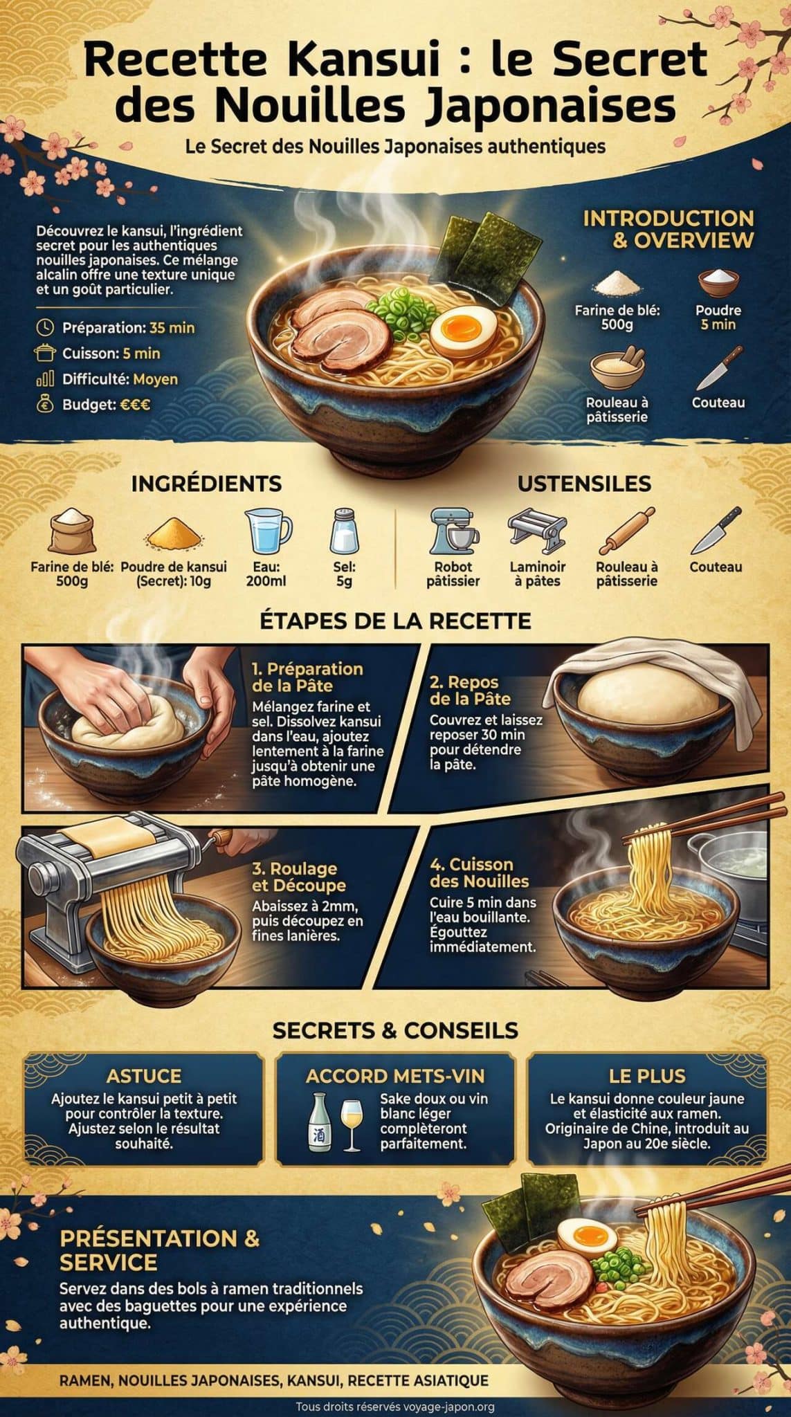 Fiche recette Recette Kansui : le Secret des Nouilles Japonaises