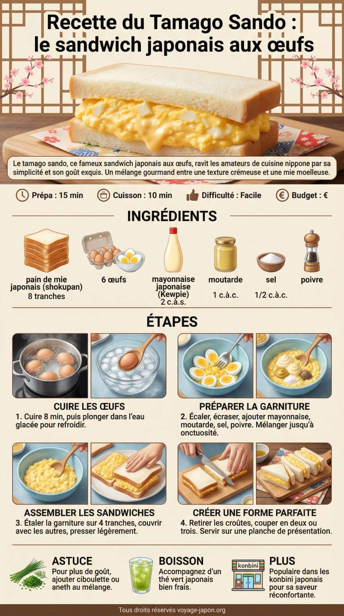Fiche recette Recette du Tamago Sando : le sandwich japonais aux &oelig;ufs