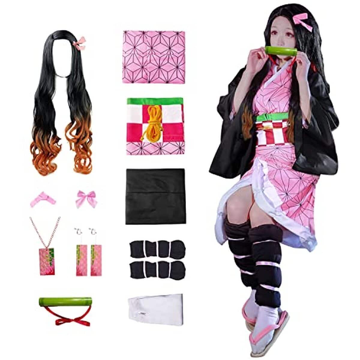 Test : costume nézuko cosplay JYakeji avec perruque