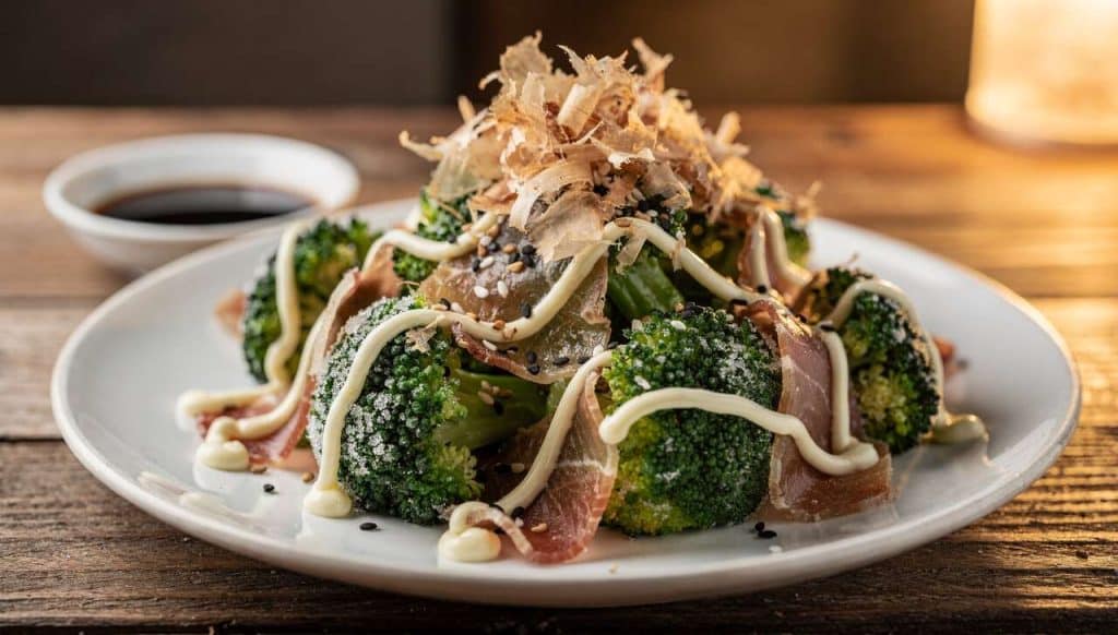 Salade de brocoli, jambon et bonite séchée : recette japonaise complète