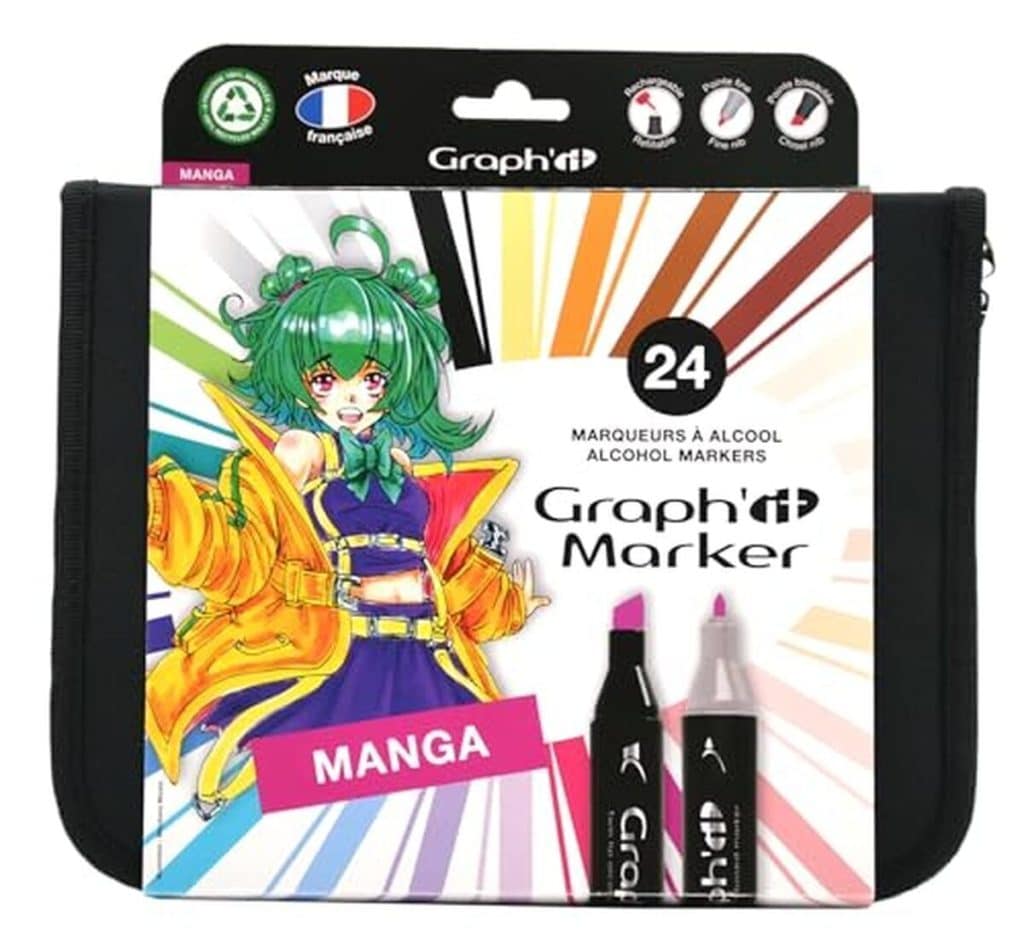Test GRAPH'IT trousse 24 marqueurs alcool double pointe