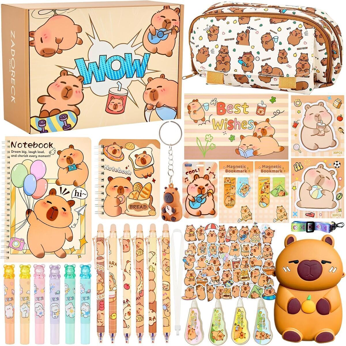 Test : papeterie Zadoreck, ensemble kawaii capybara pour enfants