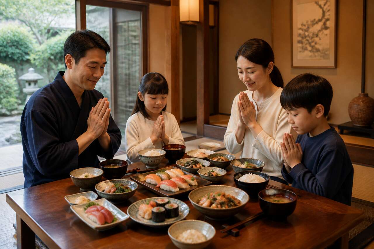 Les gestes qui accompagnent itadakimasu