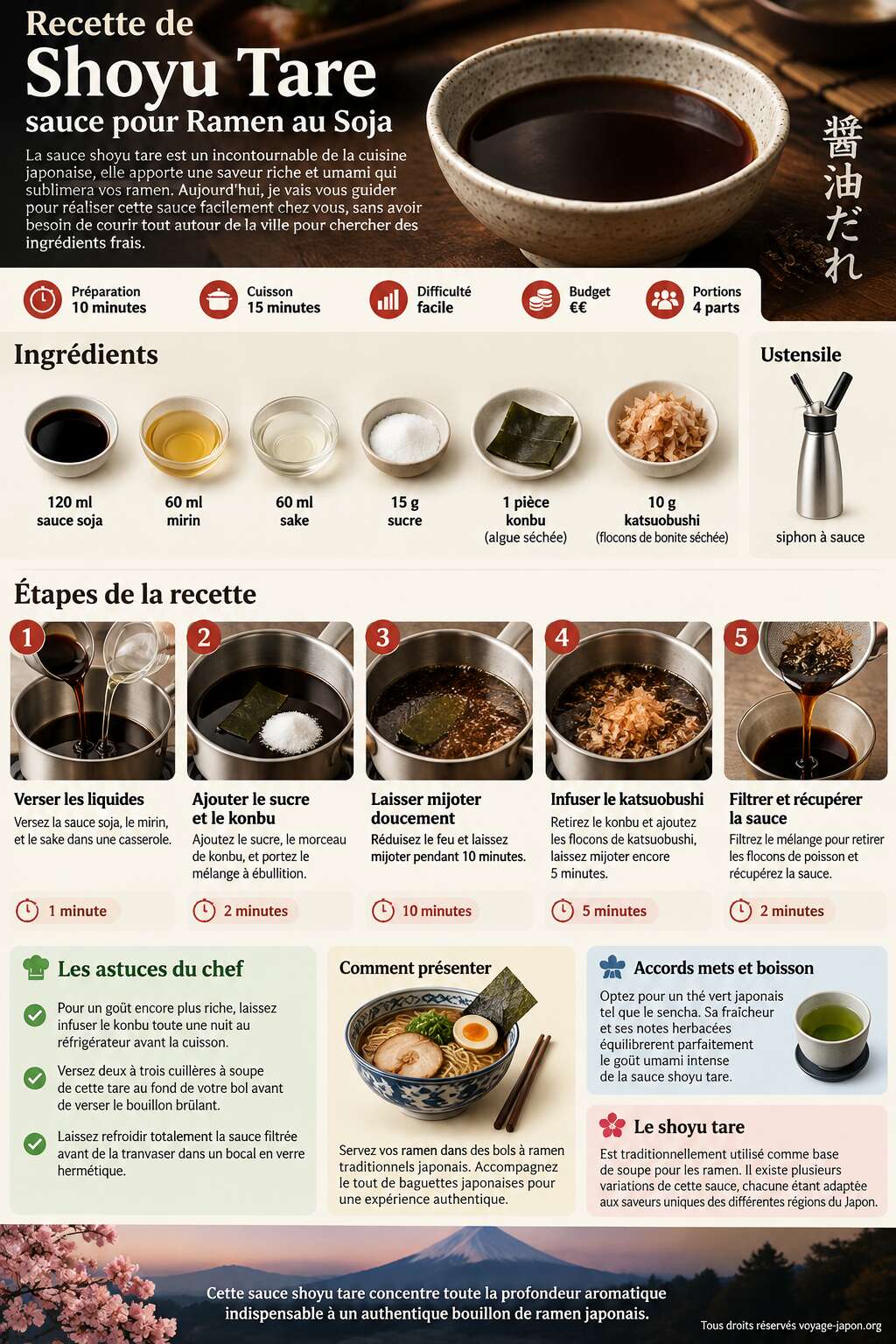 Fiche recette Recette de Shoyu Tare : sauce pour Ramen au Soja Fiche recette Recette de Shoyu Tare : sauce pour Ramen au Soja