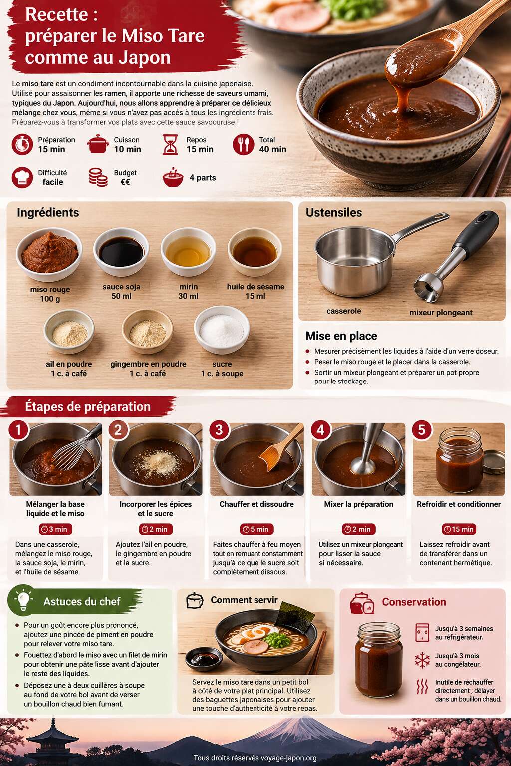 Fiche recette Recette : pr&eacute;parer le Miso Tare comme au Japon